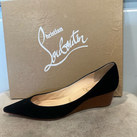 Christian Louboutin Black and Tan Wedges - Picture 1 of 9